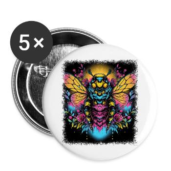 animal lover bee animal welfarists quote queen - Buttons large 2.2''/56 mm (5-pack) - white - Front
