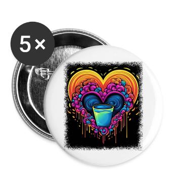 Love Jokes Funny Sayings Statement 60s Gift Hippie - Buttons large 2.2''/56 mm (5-pack) - white - Front