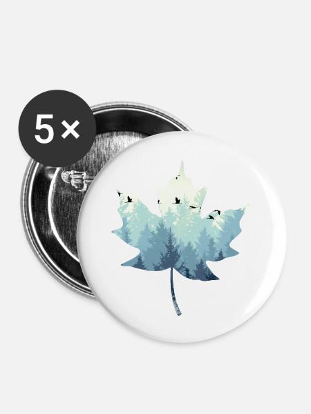 Blattlandschaft - Buttons groß 56 mm (5er Pack) - Weiß