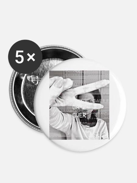 Game Over - Buttons groß 56 mm (5er Pack) - Weiß