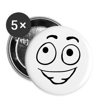 Fröhliches Augenlächeln Grafik - Buttons groß 56 mm (5er Pack) - Weiß - Vorne