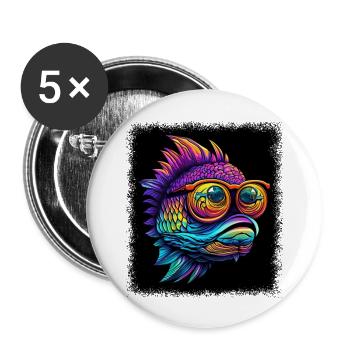 funny quote birthday present idea fish head - Buttons groß 56 mm (5er Pack) - Weiß - Vorne