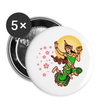 Kambodscha Khmer Neujahr Choul Chnam I Geschenk - Buttons groß 56 mm (5er Pack) - Weiß - Vorne