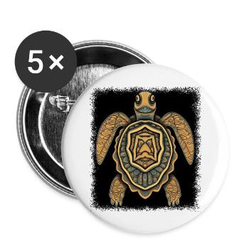 Blue Sea Turtle Sayings Jokes Diving Animal Park - Buttons large 2.2''/56 mm (5-pack) - white - Front