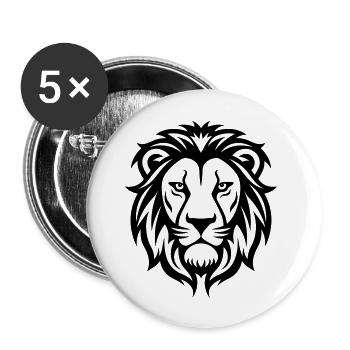 Lion's head - Buttons large 2.2''/56 mm (5-pack) - white - Front