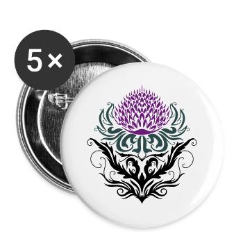 Distel lila Thistle - Buttons groß 56 mm (5er Pack) - Weiß - Vorne