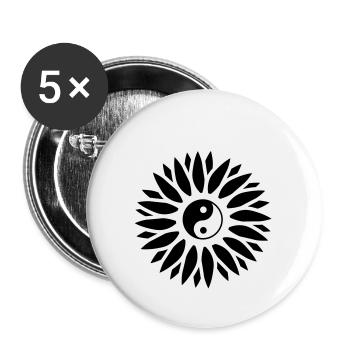 Signe de fleur de Qigong - Lot de 5 grands badges (56 mm) - blanc - Devant