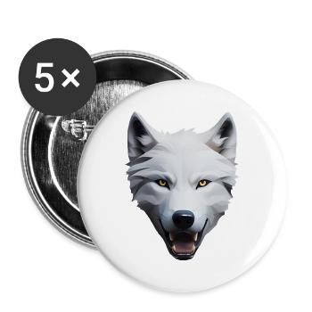 Loup - Lot de 5 grands badges (56 mm) - blanc - Devant