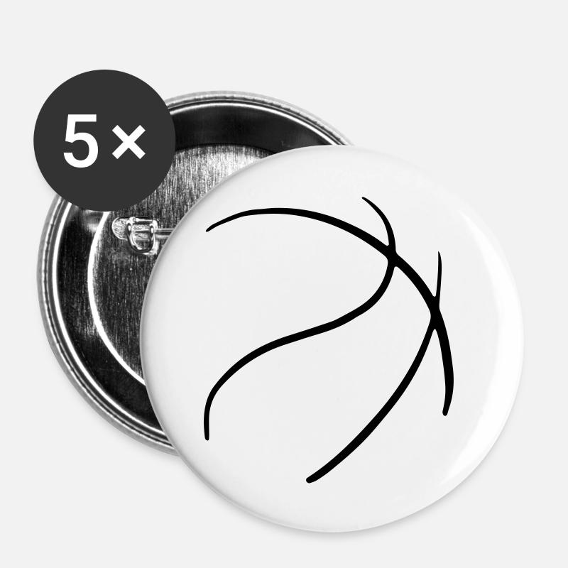 Basketball 12 - Buttons large 2.2''/56 mm (5-pack) - white