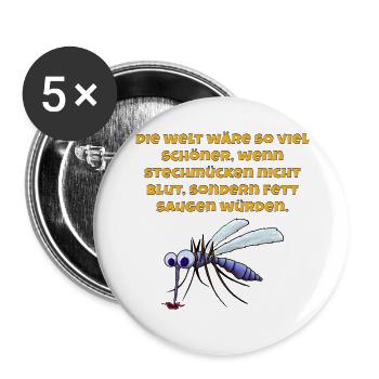 Stechmücke Fett-Satire - Buttons groß 56 mm (5er Pack) - Weiß - Vorne