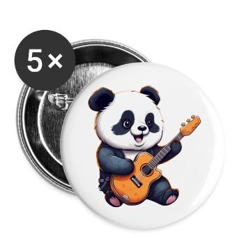 Guitariste Panda - Lot de 5 grands badges (56 mm) - blanc - Devant