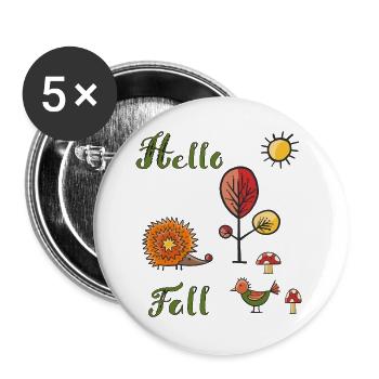 Hello Fall - Buttons groß 56 mm (5er Pack) - Weiß - Vorne