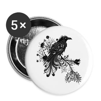 Corbeau 1 - Lot de 5 grands badges (56 mm) - blanc - Devant