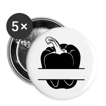 Paprika transparentes Schattenbild - Buttons groß 56 mm (5er Pack) - Weiß - Vorne