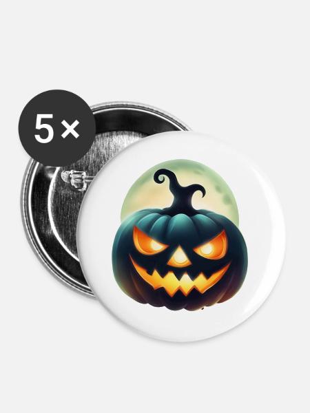 Halloween Pumpkin - Printflow - Buttons groß 56 mm (5er Pack) - Weiß
