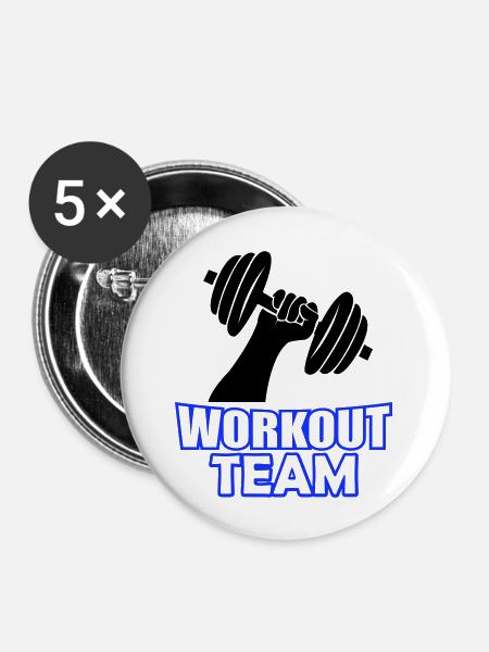 workout team - Buttons groß 56 mm (5er Pack) - Weiß
