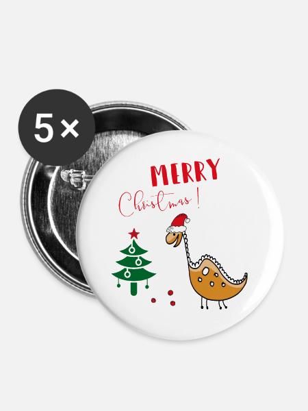 Merry Christmas - Buttons groß 56 mm (5er Pack) - Weiß