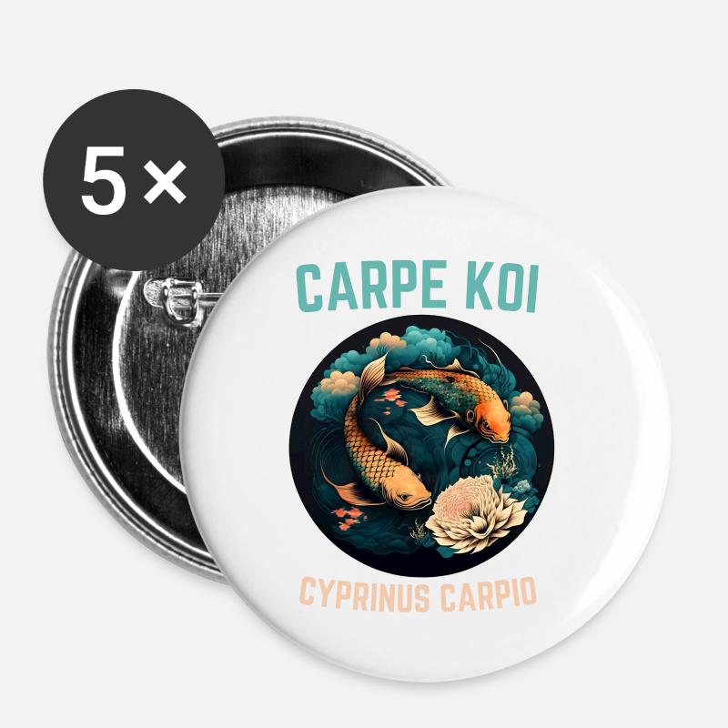 Koi Carp - Buttons large 2.2''/56 mm (5-pack) - white