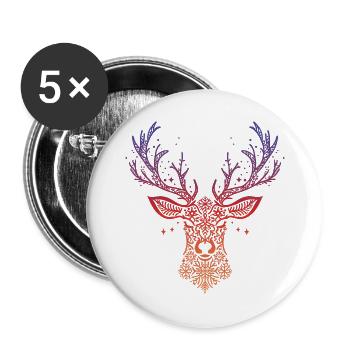 Renne de Noël - Lot de 5 grands badges (56 mm) - blanc - Devant