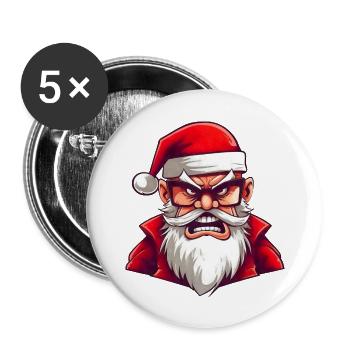 Fun Angry Santa - Buttons large 2.2''/56 mm (5-pack) - white - Front