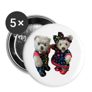 Josefine & Finn im Herbstkleid - Buttons groß 56 mm (5er Pack) - Weiß - Vorne