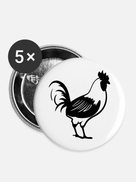 Henne - Buttons groß 56 mm (5er Pack) - Weiß