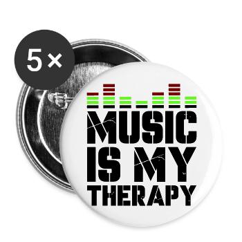 music is my therapy - Buttons large 2.2''/56 mm (5-pack) - white - Front