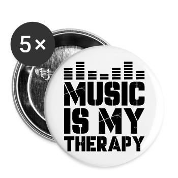 music is my therapy - Buttons large 2.2''/56 mm (5-pack) - white - Front