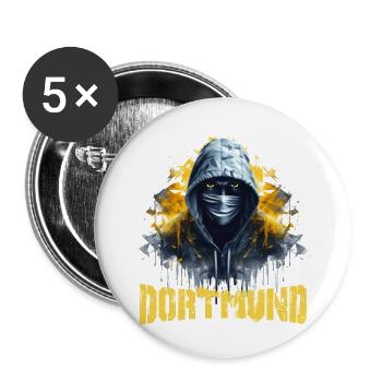 Dortmund T-Shirt for Dortmund Ultras - Buttons large 2.2''/56 mm (5-pack) - white - Front