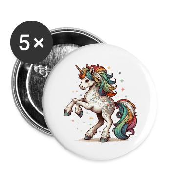 Licorne arc-en-ciel | La dernière licorne arc-en-ciel - Lot de 5 grands badges (56 mm) - blanc - Devant