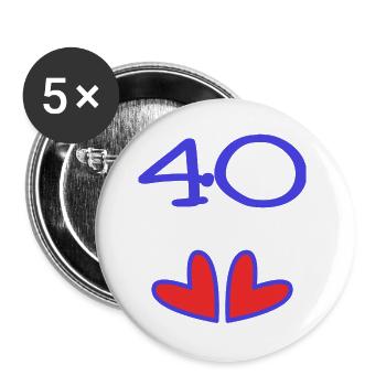40. 40 YEARS. 40th ANNIVERSARY. 40TH ANNIVERSARY. - Buttons large 2.2''/56 mm (5-pack) - white - Front