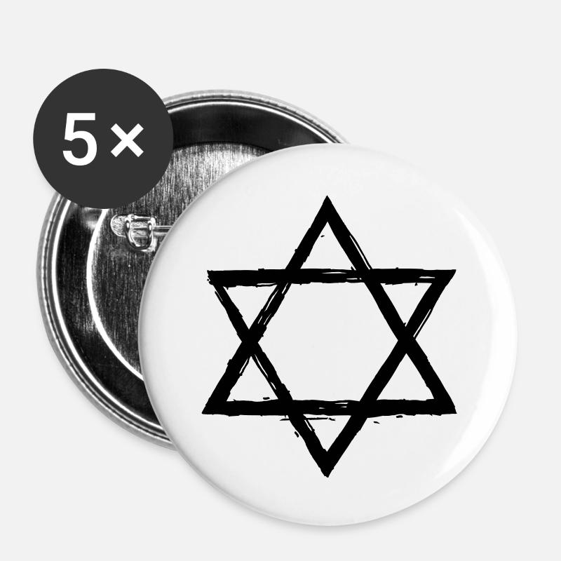 Israel Star Star of David Hexagram Judaism Symbol - Buttons large 2.2''/56 mm (5-pack) - white