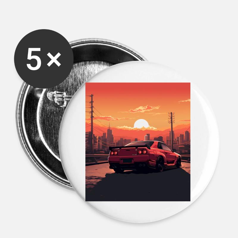 Mythical Car - Buttons large 2.2''/56 mm (5-pack) - white
