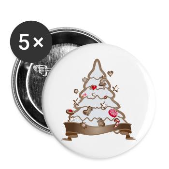 beautiful gingerbread christmas tree for christmas - Buttons large 2.2''/56 mm (5-pack) - white - Front