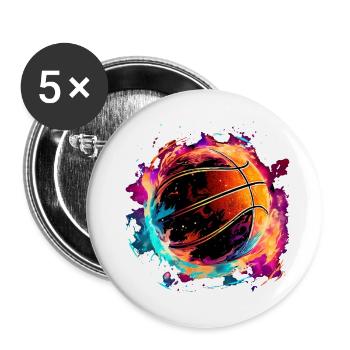 Basketball in Flash Art Design for Sports Fans - Buttons large 2.2''/56 mm (5-pack) - white - Front