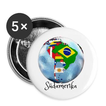 Ich liebe Südamerika / Lateinamerika - Buttons groß 56 mm (5er Pack) - Weiß - Vorne