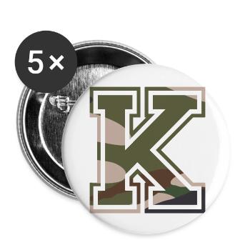 K, Monogram, Camouflage Green-Brown - Buttons large 2.2''/56 mm (5-pack) - white - Front