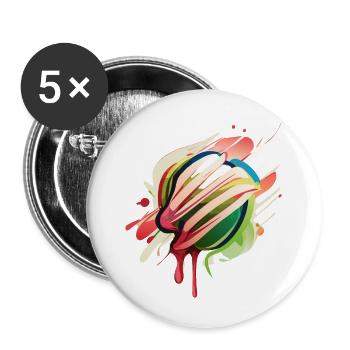 Buntes Obst - Buttons groß 56 mm (5er Pack) - Weiß - Vorne