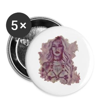 Sexy Girl Tattoo Ink BDSM Grunge T-Shirt - Buttons large 2.2''/56 mm (5-pack) - white - Front