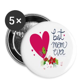 Meilleure maman de tous les temps - Lot de 5 grands badges (56 mm) - blanc - Devant