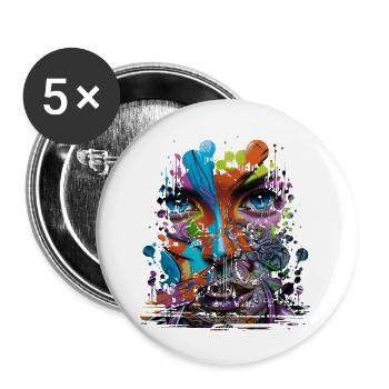 Graffiti Street Art Spray Colors Cool Artist Retro - Buttons large 2.2''/56 mm (5-pack) - white - Front
