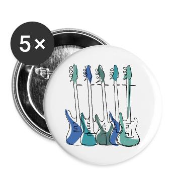 E-GITARREN STRICHZEICHNUNG - Buttons groß 56 mm (5er Pack) - Weiß - Vorne