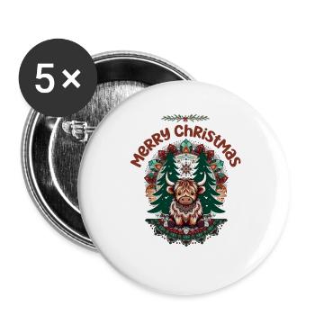 Cute Baby Highland Cow - Christmas Hoodie - Buttons large 2.2''/56 mm (5-pack) - white - Front
