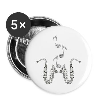 Saxophon - Note - Buttons groß 56 mm (5er Pack) - Weiß - Vorne