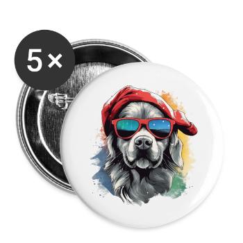 Magical Golden Retriever Christmas Dog in the Snow - Buttons large 2.2''/56 mm (5-pack) - white - Front