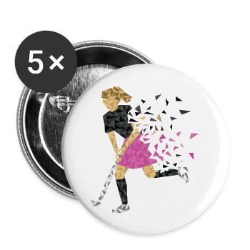 Hockeyspielerin schwarz pink - Buttons groß 56 mm (5er Pack) - Weiß - Vorne