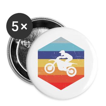 Herren Supermoto Motocross Dirt Bike Freestyle Mot - Buttons groß 56 mm (5er Pack) - Weiß - Vorne
