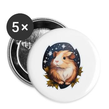 Weihnachtsmeerschweinchen - Buttons groß 56 mm (5er Pack) - Weiß - Vorne