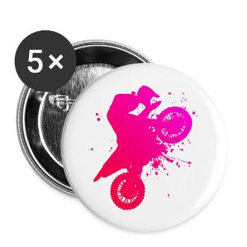 Dirt Biker Dirtbike Freestyle Motocross Dirt Bike - Buttons groß 56 mm (5er Pack) - Weiß - Vorne