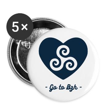 Cœur Triskell Breton - Lot de 5 grands badges (56 mm) - blanc - Devant